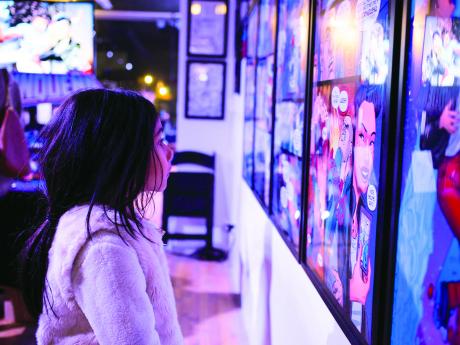 Girl looking at exhibition