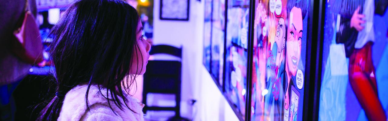 Girl looking at exhibition